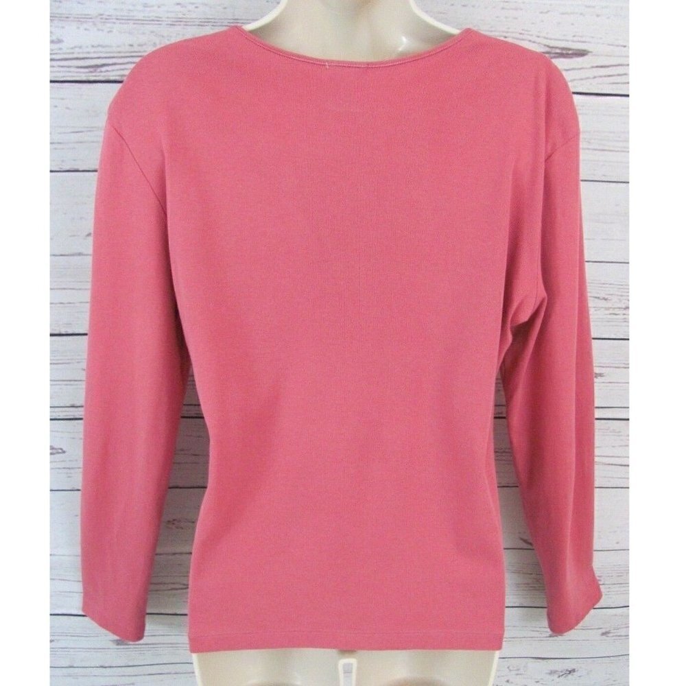 Old Navy Womens Blouse Top Shirt Sz L Easy Fit Long Sleeve Rose 100% Cotton NWOT - Picture 2 of 8